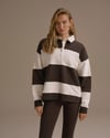 K4446 POLO YAKA ACI KAHVE ŞERİTLİ SWEAT