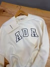 K4467 NAKIŞLI BİSİKLET YAKA KREM OVERSIZE SWEAT