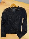 K4472 ALL S. SİYAH DESENLİ TÜL BLUZ