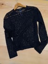 K4472 ALL S. SİYAH DESENLİ TÜL BLUZ