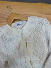 K4482 ŞİFON FIRFIRLI AJURLU KREM TRİKO HIRKA