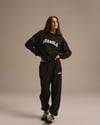 K4494 BİSİKLET YAKA BASKILI OVERSIZE SİYAH SWEAT