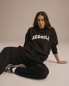 K4494 BİSİKLET YAKA BASKILI OVERSIZE SİYAH SWEAT