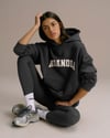 K4509 BASKILI KAPÜŞONLU OVERSIZE ANTRASİT SWEAT