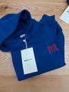 K4511 BASKILI KAPÜŞONLU OVERSIZE MAVİ SWEAT