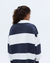 K4521 POLO YAKA LACİVERT ŞERİTLİ OVERSIZE SWEAT