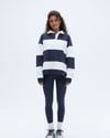 K4521 POLO YAKA LACİVERT ŞERİTLİ OVERSIZE SWEAT