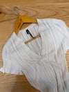K4525 ANTRPLG V YAKA KREM TRİKO T-SHIRT