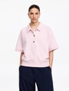 K4534 ARKT KEMİK DÜĞMELİ KISA KOL PEMBE SWEAT