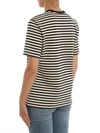 K4539 KUŞGÖZÜ DETAYLI LACİVERT ÇİZGİLİ T-SHIRT
