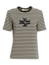 K4539 KUŞGÖZÜ DETAYLI LACİVERT ÇİZGİLİ T-SHIRT