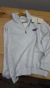 K4543 YARIM FERMUARLI LACİVERT BASKILI GRİ OVERSIZE SWEAT