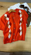 K4548 BAKLAVA DESENLİ KISA KOL MERCAN HIRKA