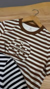 K4550 BİSİKLET YAKA ÇİZGİLİ T-SHIRT