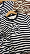 K4550 BİSİKLET YAKA ÇİZGİLİ T-SHIRT