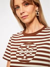K4550 BİSİKLET YAKA ÇİZGİLİ T-SHIRT
