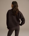 K4558 BİSİKLET YAKA NAKIŞLI OVERSIZE KAHVERENGİ SWEAT