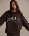 K4558 BİSİKLET YAKA NAKIŞLI OVERSIZE KAHVERENGİ SWEAT
