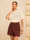 K4562 KISA KOL KREM AJURLU TRİKO