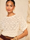 K4562 KISA KOL KREM AJURLU TRİKO