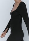 K4586 M.D ÇELİK ÖRME SİYAH MAXİ ELBİSE