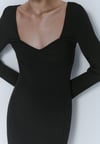 K4586 M.D ÇELİK ÖRME SİYAH MAXİ ELBİSE