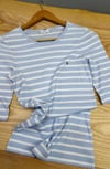 K4601 TM MAVİ/BEYAZ ÇİZGİLİ 1/3 KOL T-SHIRT