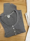 K4649 ARKT DÜĞMELİ ÇİZGİLİ UZUN KOL BODY