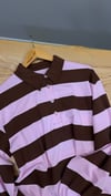 K4711 POLO YAKA PEMBE/KAHVE ÇİZGİLİ UZUN KOL T-SHIRT