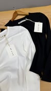 K4722 IVY YAKA DETAYLI DOKUMA UZUN KOL T-SHIRT