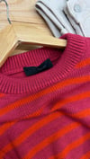 K4753 ÇİZGİLİ 1/3 KOL PEMBE KAZAK