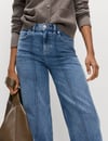 K4770 M&S ÖNDEN DİKİŞLİ MAVİ WİDE JEAN