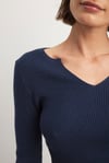 K4775 N.KD V YAKA FİTİLLİ PAMUKLU KAZAK