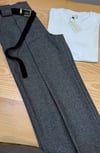 K4780 YÜN KARIŞIMLI GRİ GENİŞ PAÇA CROP PANTOLON