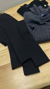 K4782 PAÇASI ASİMETRİK SİYAH KUMAŞ PANTOLON