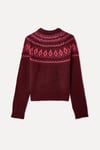K4792 NORVEÇ DESEN JAKARLI BORDO KAZAK