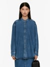 K4793 ARKT OVERSIZE KEMİK DÜĞMELİ MAVİ DENİM GÖMLEK