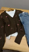 K4842 A.SOS ÇİÇEK NAKIŞLI KAHVE HIRKA