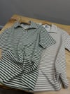 MEN1428 ÇİZGİLİ V POLO YAKA ÖRME REGULAR T-SHIRT
