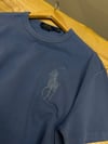 MEN1580 PRL BÜYÜK LOGO NAKIŞLI YIKAMALI MAVİ T-SHIRT