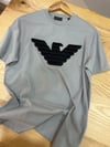 MEN1591 E.A SİYAH NAKIŞLI GRİ T-SHIRT