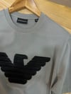MEN1591 E.A SİYAH NAKIŞLI GRİ T-SHIRT
