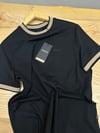 MEN1825 B.SS DOKUMA YAKA VE KOL DETAYLI SİYAH T-SHIRT