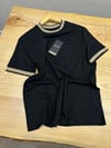 MEN1825 B.SS DOKUMA YAKA VE KOL DETAYLI SİYAH T-SHIRT