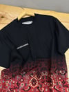 MEN1834 LS&AD İŞ BİRLİKLİ KIRMIZI KİLİM DESENLİ DEGRADE SİYAH T-SHIRT