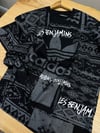 MEN1835 LS&AD İŞ BİRLİKLİ ANTRASİT KİLİM DESENLİ SİYAH T-SHIRT