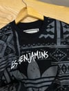 MEN1835 LS&AD İŞ BİRLİKLİ ANTRASİT KİLİM DESENLİ SİYAH T-SHIRT