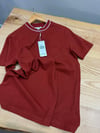 MEN1893 LCT DOKUMA YAKA DETAYLI KİREMİT T-SHIRT