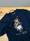 MEN2111 BEAR BASKILI LACİVERT T-SHIRT