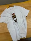 MEN2127 PRL BEAR BASKILI BEYAZ T-SHIRT